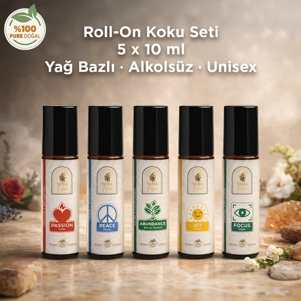 Roll-On Koku Seti 5 x 10 ml – Yağ Bazlı, Alkolsüz, Doğal İçerikli, Unisex ürün görseli 1