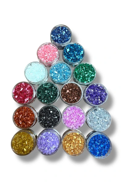 stonechem Epoksi Çalışmalarınız İçin 18 Çeşit Parlak Cam Kırıkları 4-8 mm 100grx18 Adet ürün görseli 1