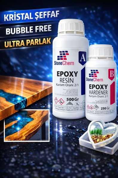 stonechem Ultra Şeffaf Epoksi Reçine 750 gr Hobi,ahşap,tepsi,magnet Yapımı Için (SÜRPRİZ HEDİYE) ürün görseli 1