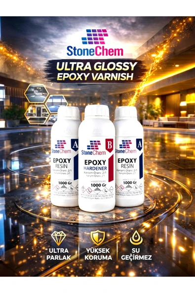 stonechem Yüzey ve Objeler İçin Ultra Parlak Epoksi Cila 3 kg (Yüzeyde Buruşma ve Buğulanma Yapmaz) ürün görseli 1