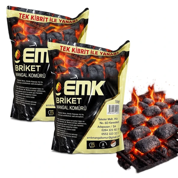 EMK Tek Kibritle Yanan Briket Mangal Kömürü 1,8 kg x 2 Adet ürün görseli 1