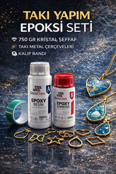 stonechem Epoksi Takı Seti 750 Gr Epoksi, Bant ve 8 Adet Takı Aparatları ürün görseli 1