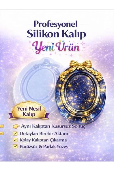 stonechem Fiyonklu Oval Çerçeve Silikon Kalıp | Epoksi Reçine, Mum, Sabun Kalıbı,Taş Tozu ürün görseli 1
