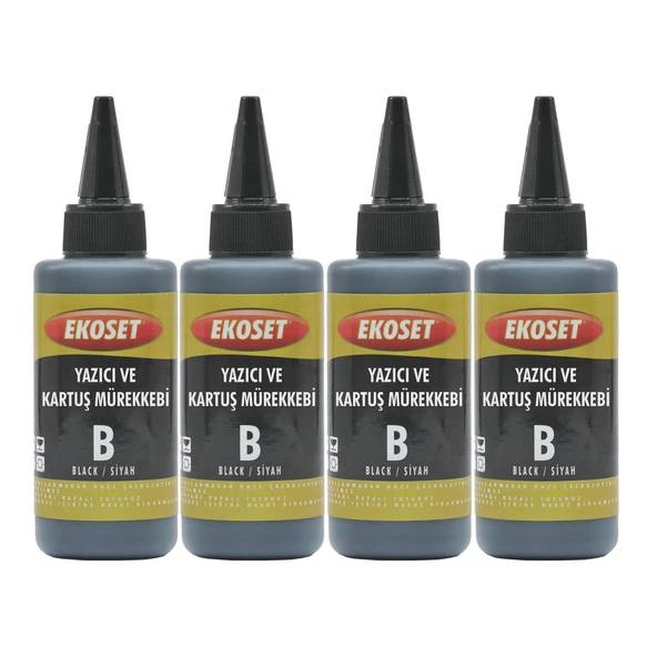 Ekoset Canon uyumlu Bitmeyen Kartuş mürekkebi Siyah 4'lü set ürün görseli 1
