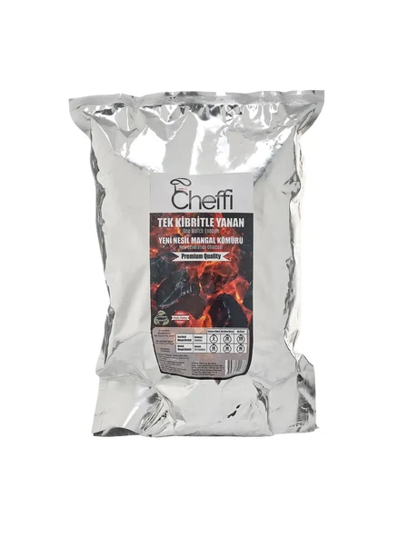 Cheffi Tek Kibritle Yanan Yeni Nesil Mangal Kömürü 2 kg ürün görseli 1
