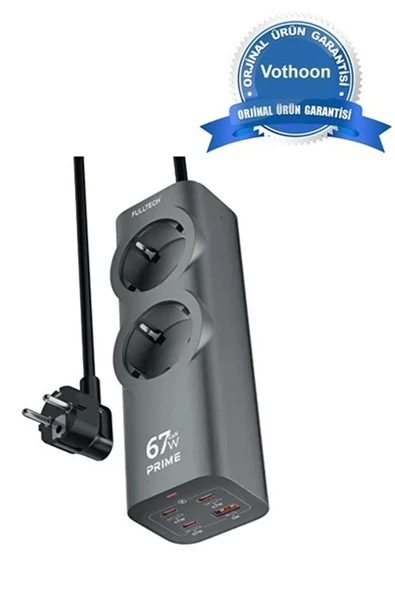 67w Hızlı Şarjlı Akıllı Çoklu Priz – 2000w Güç, 2 Usb-c + 2 Usb-a Çıkışlı, Telefon & Laptop Uyumlu ürün görseli 1