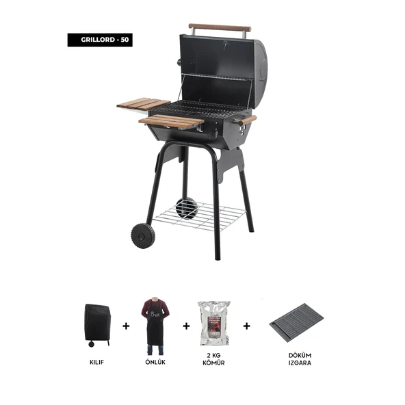 Cheffi Grillord-50 Kömürlü Barbekü Mangal (DÖKÜM IZGARA, ÖNLÜK VE KILIF HEDİYELİ) ürün görseli 1