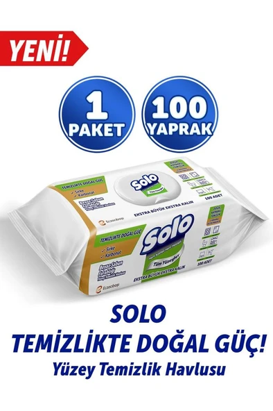 Solo Temizlikte Doğal Güç Beyaz Sabun Ferahlığı Yüzey Temizlik Havlusu 100 Yaprak ürün görseli 1