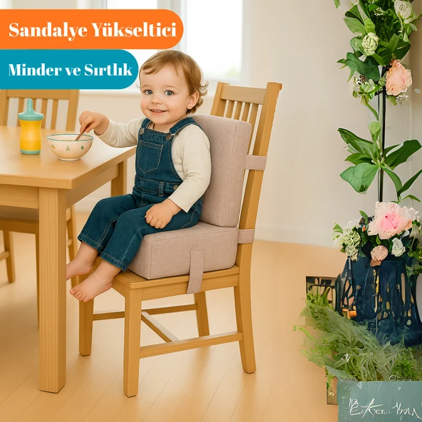 Miralay Bebekler ve Çocuklar İçin Sandalye Yükseltici Mama Sandalyesi Minderi Bej ürün görseli 1