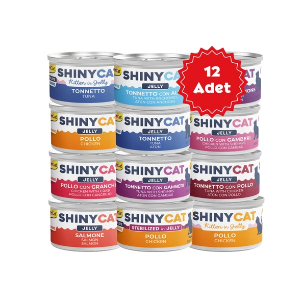 Gimcat Shinycat Jelly Jöle içinde Karışık Kedi Konserve Maması 70grX12 Adet ürün görseli 1