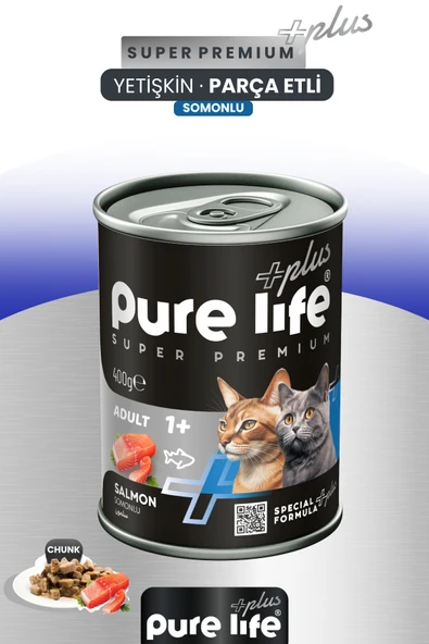PureLife Plus Somonlu Chunk Yetişkin Kedi Konserve Yaş Mama 400 GR ürün görseli 1