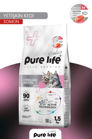 PureLife Plus Somunlu Kısırlaştırılmış Kedi Maması 1.5 KG ürün görseli 1