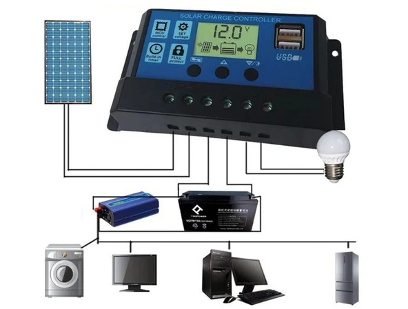 Akü Şarj Kontrol Cihazı 30 Amper Solar Güneş Paneli  -12V-24V ürün görseli 1
