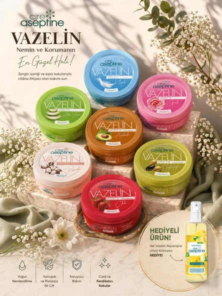 CİRE ASEPTİNE VAZELİN 150ML 7 Lİ KARMA+LİMON KOLONYASI 100ML SPREY ürün görseli 1