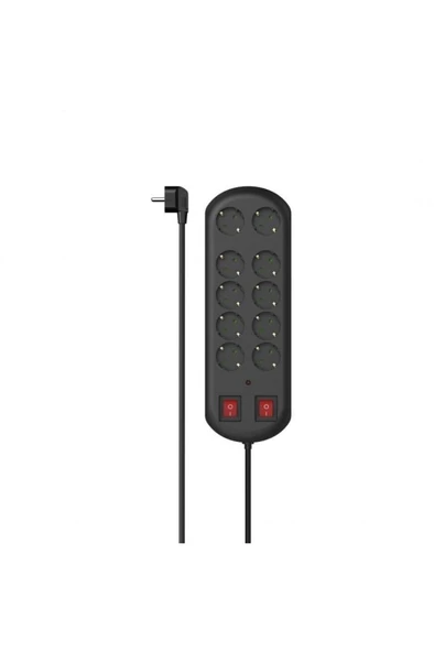 Hama 10'lu Akım Korumalı Priz, 2 Switches, 2m, Siyah - HM.223164 ürün görseli 1