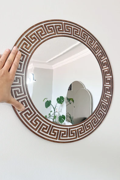 45 cm Dekoratif Yuvarlak Ayna – Modern Desenli 2 Katmanlı ürün görseli 1