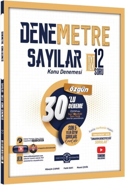 TYT Sayılar Denemetre 30 lu Konu Denemesi Orijinal Yayınları ürün görseli 1
