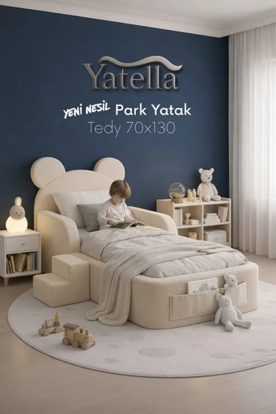 YATELLA  Luxury Tedyy Baza ve Başlıklı Montessori Full Sünger Yatak Seti 70 x 130 Bej ürün görseli 1