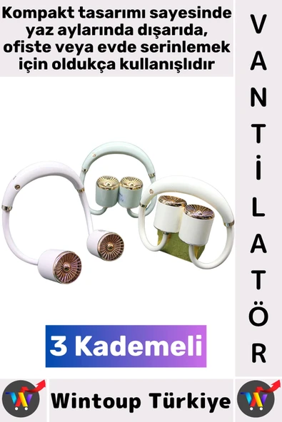 #Vantilatör Kompakt Sessiz Hafif Kablosuz Taşınabilir Usb Şarjlı 3 Kademeli El Boyun Fanı Vantilatör ürün görseli 1