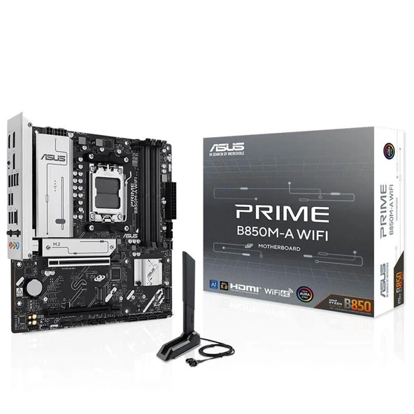Asus Prime B850M-A WIFI 8000MHz (OC) DDR5 Soket AM5 M.2 HDMI DP mATX Anakart ürün görseli 1