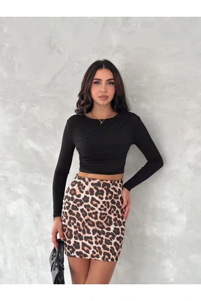 KADIN LEOPAR DESEN ETEK - Resim 4