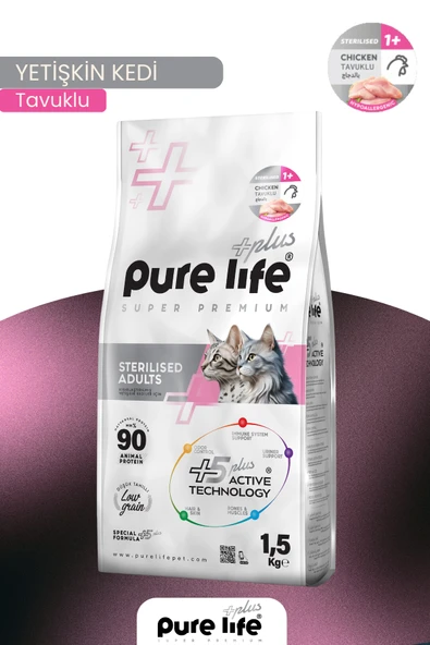 PureLife Plus Tavuklu Kısırlaştırılmış Kedi Maması 1.5 KG ürün görseli 1