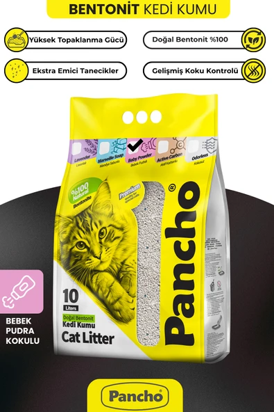 Pancho Bebek Pudralı Kedi Kumu 10 LT ürün görseli 1