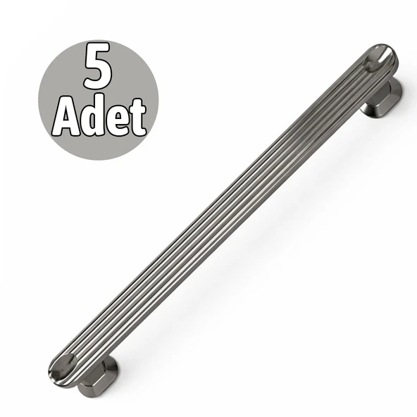 Lüx Özen Metal Füme Çekmece Kulp 160 mm 5 Adet Set Modern Dolap Kapak Kulbu Şık Füme Renk Tasarım ürün görseli 1