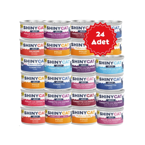 Gimcat Shinycat Jelly Jöle içinde Karışık Kedi Konserve Maması 70grX24 Adet ürün görseli 1