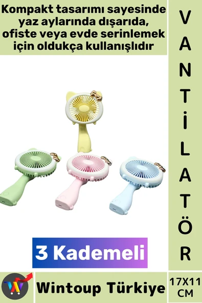 #Vantilatör Kompakt Sessiz Çalışma Kablosuz Usb Şarjlı 3 Kademeli Masa Mini El Fanı Vantilatör ürün görseli 1