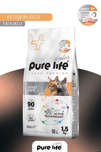 PureLife Plus Tavuklu Yetişkin Kedi Maması 1.5 KG ürün görseli 1