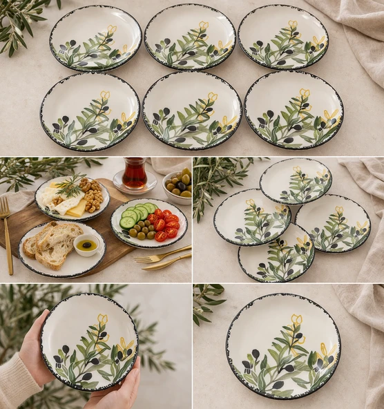 İmroz Zeytindalı 6 lı Pasta Tabağı 19 cm. ürün görseli 1