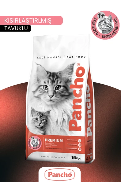 Pancho Tavuklu Kısırlaştırılmış Kedi Maması 15 KG ürün görseli 1