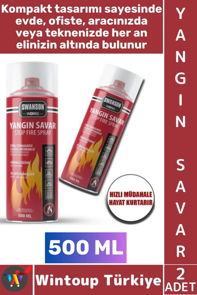 #YangınSavar Ev Ofis Otomobil Kamp Hızlı Acil Durum Söndürme Tüpü Sprey Yangın Savar 500 ML 2 Adet ürün görseli 1