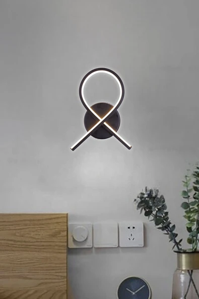 Loop LED Duvar Apliği 3 Renk Modern Siyah Loop Tasarım Dekoratif Aydınlatma ürün görseli 1
