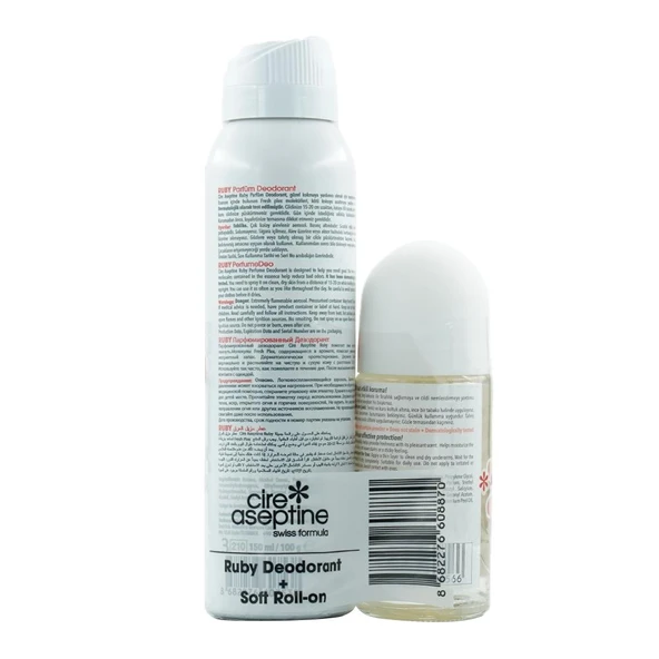 Cire Aseptine Deodorant Ruby 150 Ml + Soft Roll On Set - Resim 3