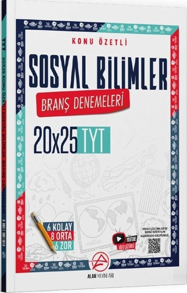 TYT Sosyal Bilimler Konu Özetli 20 x 25 Branş Denemeleri Alan Yayınları ürün görseli 1