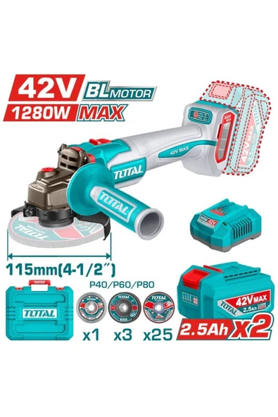 Total 42V Akülü Tașlama Kömürsüz Motor Li-ion Çift Akülü TAGLI4128112E ürün görseli 1