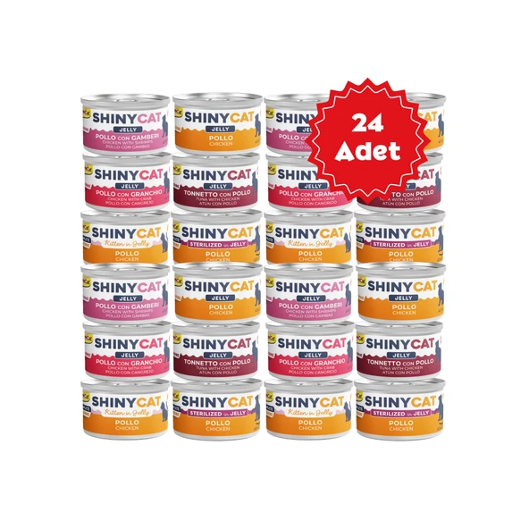 Gimcat Shinycat Jelly Jöle içinde Tavuklu Karışık Kedi Konserve Maması 70grX24 Adet ürün görseli 1