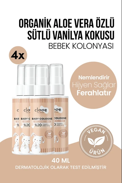 Huzur Veren Sütlü Vanilya Kokulu Hassas Cilt Uyumlu Organik 4’lü Avantajlı Bebek Kolonyası Seti 4x40 ml ürün görseli 1
