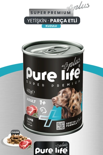 PureLife Plus Kuzu Chunk Yetişkin Köpek Konserve Yaş Mama 400 GR ürün görseli 1