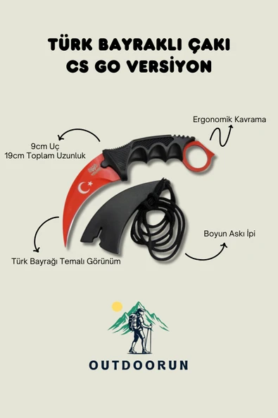 Türk Bayraklı Çakı Cs Go Versiyon - 19 cm ürün görseli 1