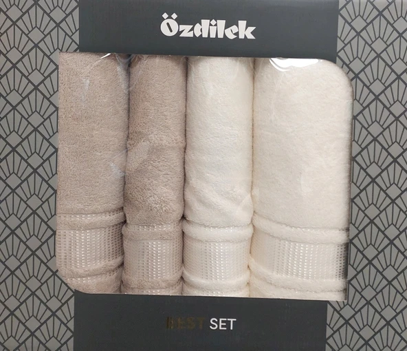 Özdilek Best Hamam Seti, Banyo Havlu Takımı (Büyük Boy)-Colourist Bej Krem ürün görseli 1