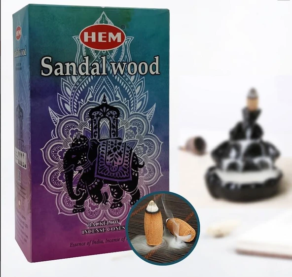 Hem Konik Geri Akış  Tütsü Sandalwood 1 Paket 10 Adet ürün görseli 1