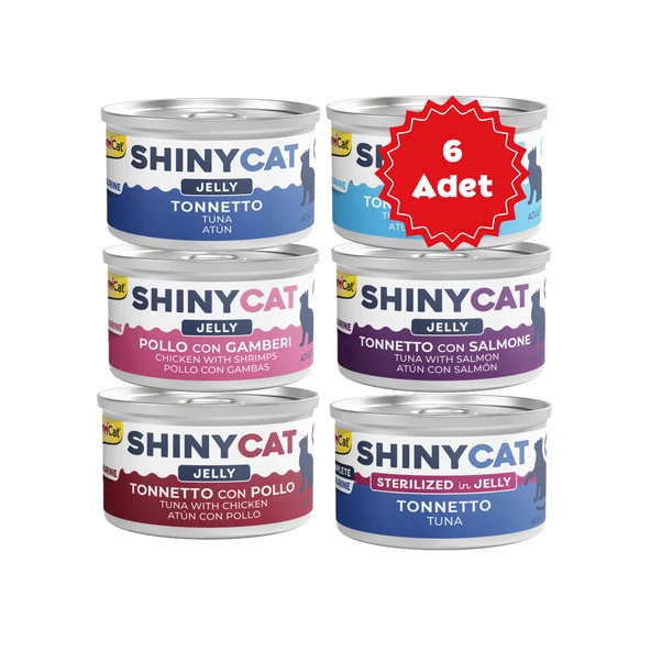 Gimcat Shinycat Jelly Jöle içinde Ton Balıklı Karışık Kedi Konserve Mama 70grX6 Adet ürün görseli 1