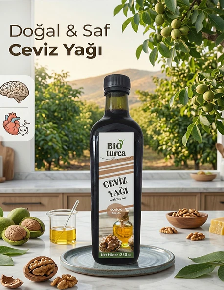 Bioturca Ceviz Yağı 250 ml %100 Saf, Doğal Ve Soğuk Sıkım ürün görseli 1