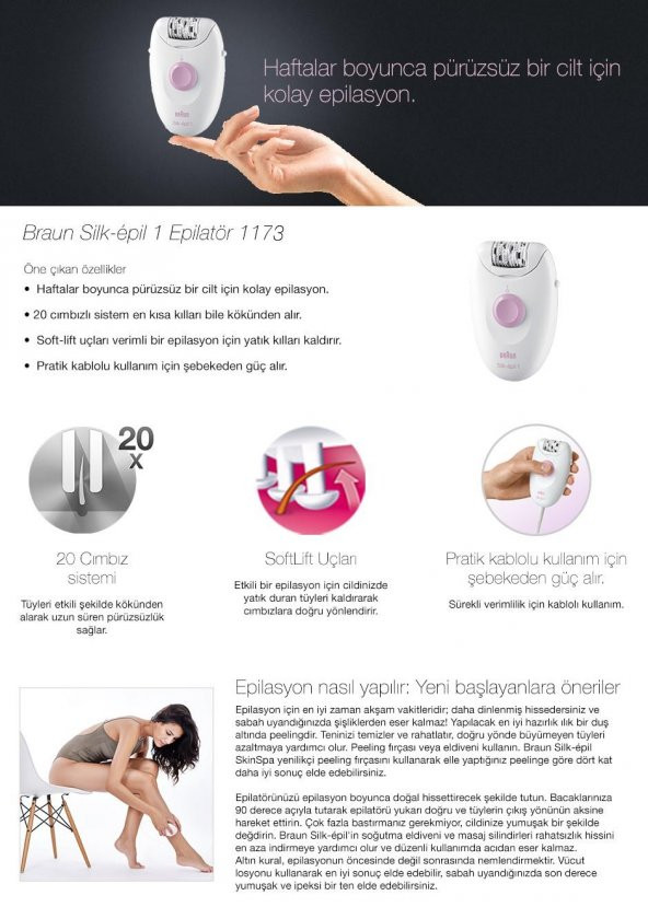 Braun Silk Epil 1 1-173 Epilatör - Resim 7