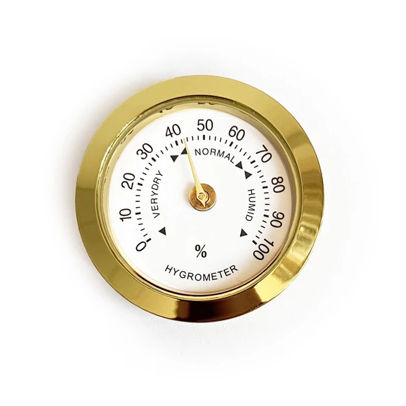 Analog Higrometre Nem Ölçer Humidor Puro Kutusu İçin Metal Çerçeve Sarı-Beyaz 37mm ürün görseli 1