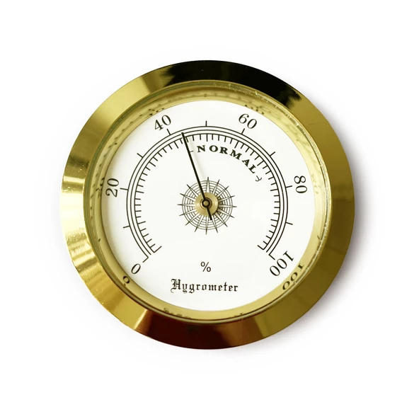 Analog Higrometre Nem Ölçer Humidor Puro Kutusu İçin Metal Çerçeve Sarı-Beyaz 50mm ürün görseli 1