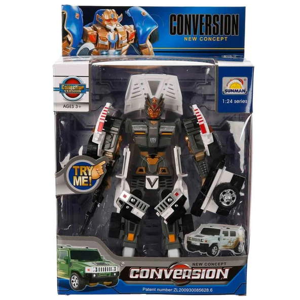 1:24 Sesli ve Işıklı Dönüşebilen Robot 22 cm Beyaz Hummer ürün görseli 1